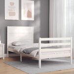 vidaXL Cadre de lit sans matelas blanc bois massif