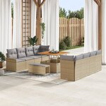 vidaXL Ensemble de canapé de jardin 11 pièces avec coussins Beige Poly Rattan Acacia