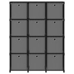 vidaXL Étagère à 12 cubes avec boîtes Noir 103x30x141 cm Tissu