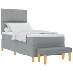vidaXL Lit à ressort avec matelas et banc gris clair 100x200 cm tissu