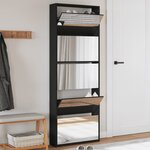 vidaXL Armoire à chaussures avec miroir 5 niveaux noir 63x17x169 5 cm
