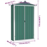 vidaXL Abri de jardin Vert 116x45x175 cm Acier galvanisé