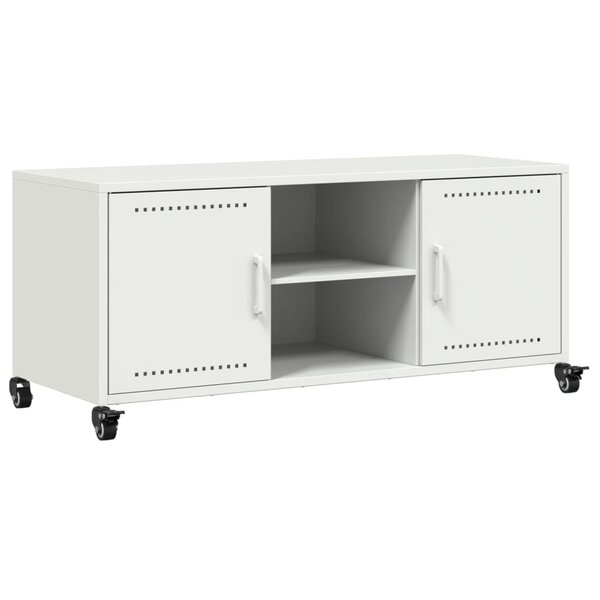 vidaXL Meuble TV blanc 100 5x39x43 5 cm acier laminé à froid