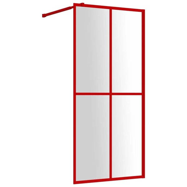 vidaXL Paroi de douche avec verre ESG transparent rouge 80x195 cm