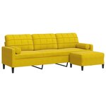 vidaXL Canapé à 3 places avec repose-pied jaune 210 cm velours
