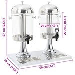 vidaXL Double distributeur de jus en acier inoxydable 2 x 8 L