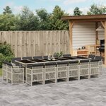 vidaXL Ensemble à manger de jardin et coussins 17 Pièces gris clair rotin