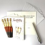 Lot 5 cartes "invitation" champagne bulles avec 5 enveloppes blanches 9x14cm