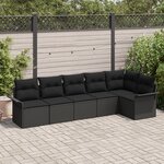 vidaXL Ensemble de canapé de jardin 6 pièces avec coussins noir en poly rattan
