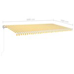 vidaXL Auvent automatique capteur de vent/LED 600x300cm Jaune et blanc