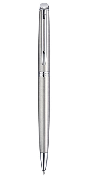 Waterman hemisphere stylo bille  acier inoxydable  recharge bleue pointe moyenne  coffret cadeau