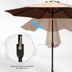 Parasol en métal rond polyester 180g/m² manivelle inclinable Ø 3 x 2 45 m chocolat