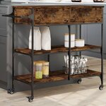 vidaXL Chariot de cuisine chêne fumé 105x42x95 cm bois d'ingénierie