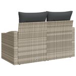 Canapé de jardin 2 places avec rangement et coussins gris en poly rattan