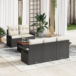 Ensemble de Canapé de Jardin de 6 Pièces avec Coussins en Rattan Poly Noir Acacia
