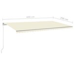 vidaXL Auvent manuel rétractable 600x350 cm Crème