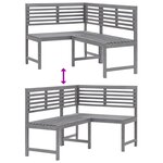 vidaXL Banc d'angle de jardin Gris 140 cm Bois solide d'acacia