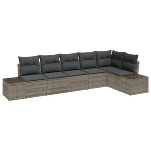 vidaXL Set de canapé de jardin 6 pièces coussins gris poly rotin