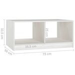 vidaXL Table basse blanc 75x50x33 5 cm bois de pin massif