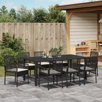 vidaXL Ensemble de salle à manger de jardin 9 pièces en poly rattan noir