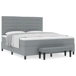 vidaXL Lit ressort avec matelas et banc gris clair 180x200 cm en tissu