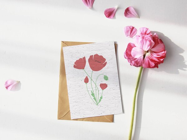 Carte à planter coquelicot stylisés