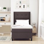 Lit Box Spring vidaXL avec Matelas & LED en Marron Foncé - 80x200 cm Tissu