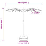vidaXL Parasol de jardin à double tête avec LED bleu azuré 316x240 cm