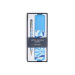 Stylo Tactile avec Etui Office Chic - Plusieurs Motifs - Fleurs Bleu - Draeger