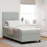 Lit Box Spring avec Matelas Gris clair Simple Velours