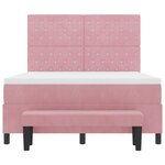 vidaXL Lit à ressort avec matelas & banc rose 140x200 cm en velours