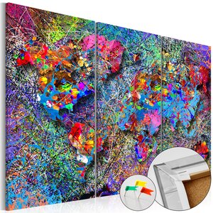 Tableau en liège - colourful whirl [cork map] l x h en cm 60x40