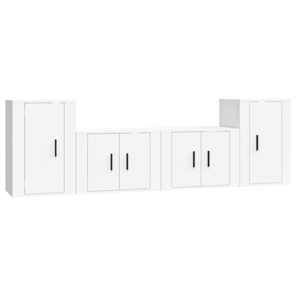 vidaXL Ensemble de meubles TV 4 Pièces Blanc Bois d'ingénierie