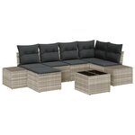 vidaXL Ensemble de canapés de jardin 7 pièces avec coussins Gris poly rotin