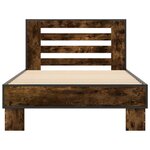 vidaXL Cadre de lit chêne fumé 90x200 cm bois d'ingénierie et métal