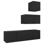 vidaXL Ensemble de meubles TV 4 Pièces Noir Bois d'ingénierie
