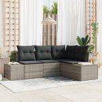 vidaXL Ensemble de Canapé Jardin 4 Pièces avec Coussins Gris Clair Rattan Synthétique