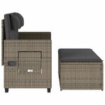 vidaXL Banc inclinable de jardin avec coussins gris résine tressée