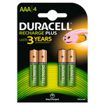 Piles rechargeables Duracell NiHM AAA HR03 1.2V 750mAh - Préchargées - 4 Unités