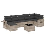 vidaXL Salon de jardin 8 Pièces avec coussins gris clair résine tressée