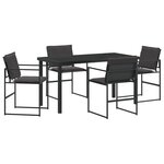 vidaXL Ensemble de salle à manger de jardin 5 pièces avec coussins Noir Textilène et Acier