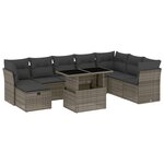 vidaXL Salon de jardin 9 Pièces avec coussins gris résine tressée