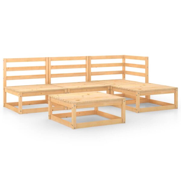 Salon de jardin meuble d'extérieur ensemble de mobilier 5 pièces bois de pin massif 02_0016539