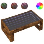 vidaXL Table basse avec LED infini chêne fumé 90x53x30 cm