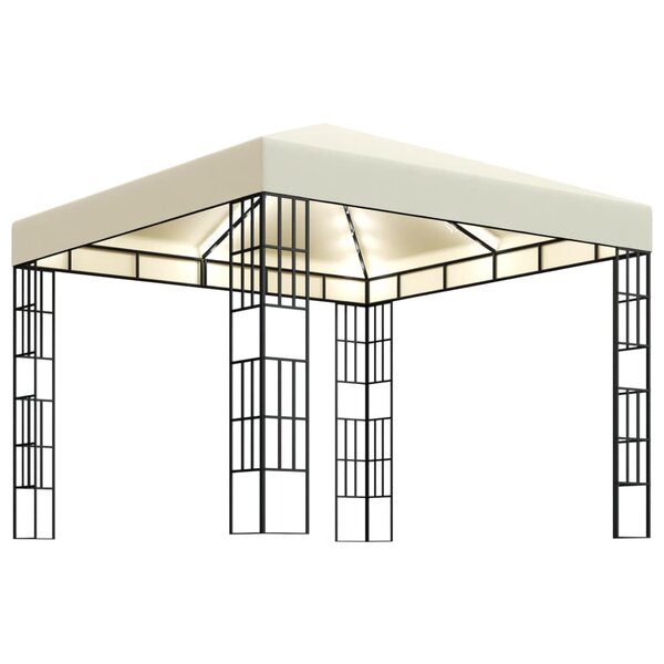 vidaXL Tonnelle avec guirlande lumineuse à LED 3x3 m Crème