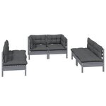 Salon de jardin meuble d'extérieur ensemble de mobilier 6 pièces avec coussins bois de pin massif 02_0016667