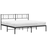 vidaXL Cadre de lit métal sans matelas avec tête de lit noir 183x213cm