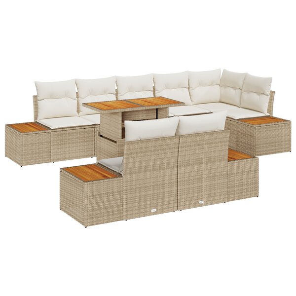 vidaXL Ensemble de salle à manger de jardin de 9 pièces avec coussins en rotin poly et acacia