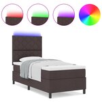 vidaXL Lit à ressorts avec matelas & LED Marron foncé 100x200 cm Tissu