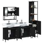 vidaXL Ensemble de meubles salle de bain 4 Pièces noir bois d'ingénierie